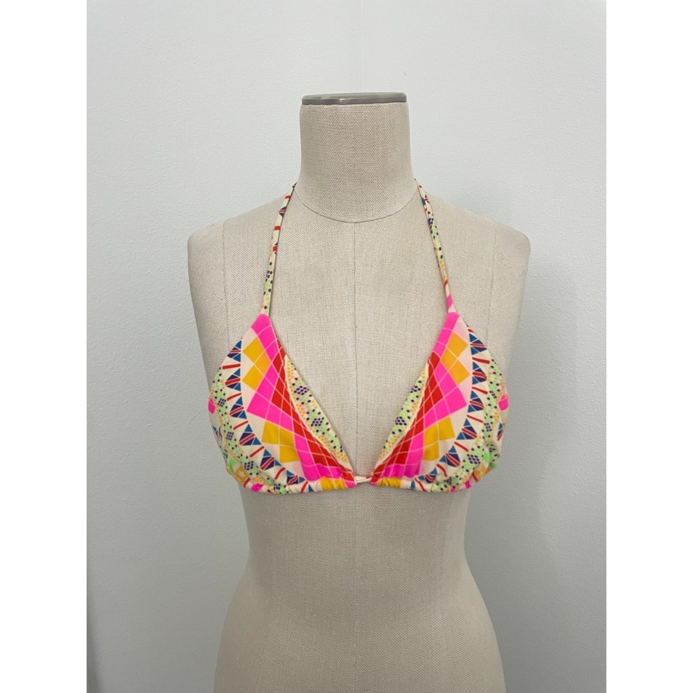 Mara Hoffman Swim Bikini Top Triangle Neon Geometric Women S Vacation Beach